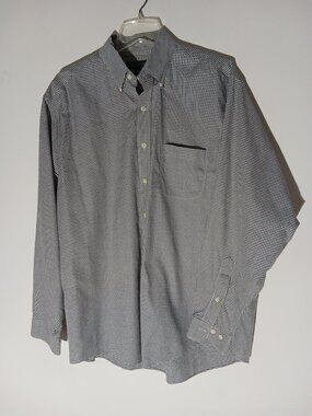Brooks Brothers  Long-Sleeve Shirt Button-Down Black White Ginham Plaid Mens L